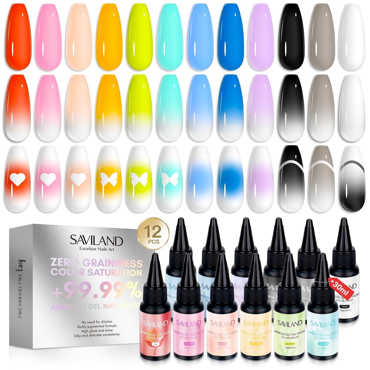 SAVILAND Airbrush Gel Nail Polish Set for Stunning Nail Art