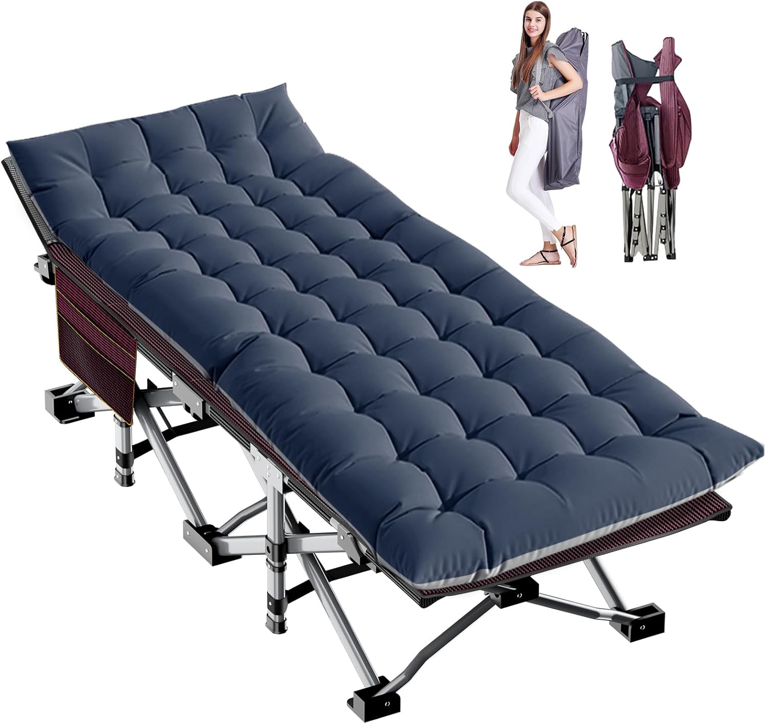 Folding Camping Cot Extra Wide Heavy Duty Sleeping Cots
