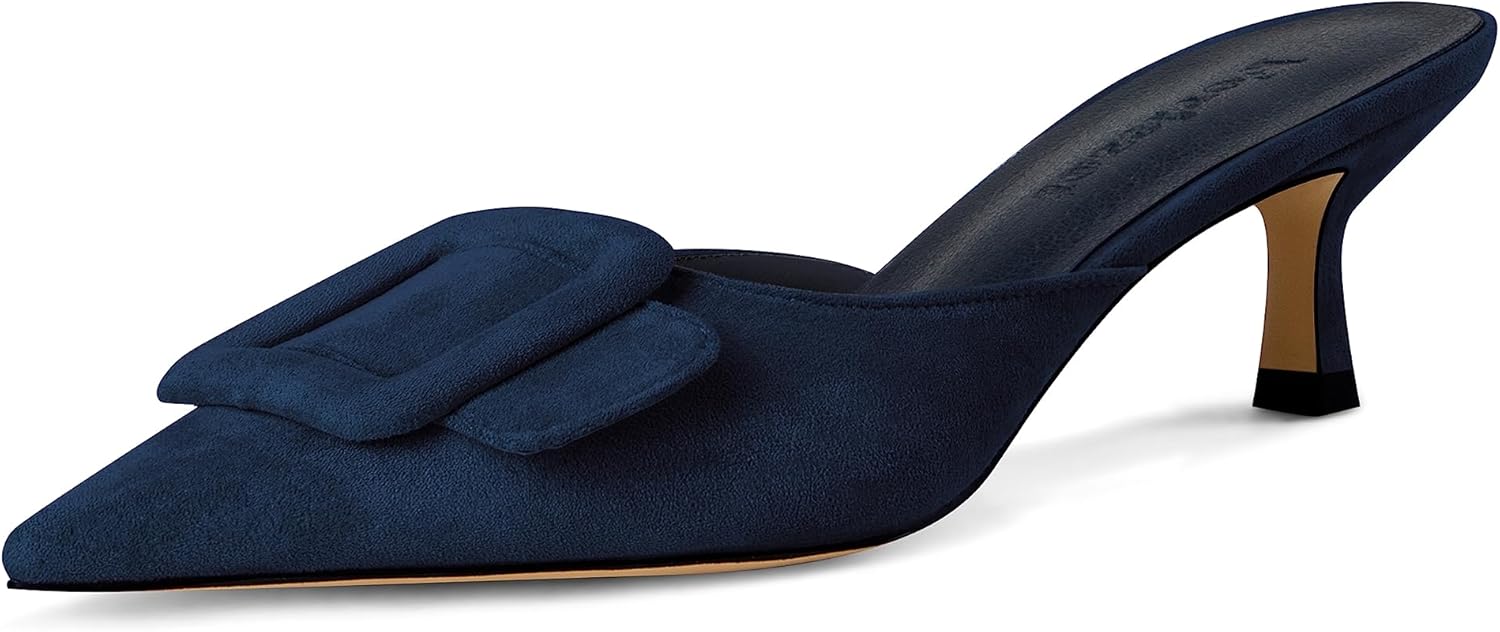 Fericzot Mule Slippers for Women with Kitten Heels and Comfort