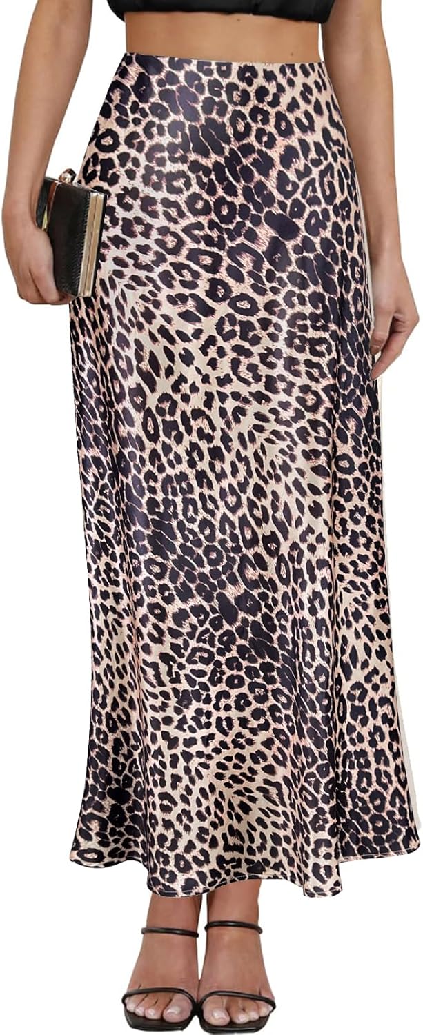Leopard Print Satin Maxi Skirt for Stylish Summer Outfits