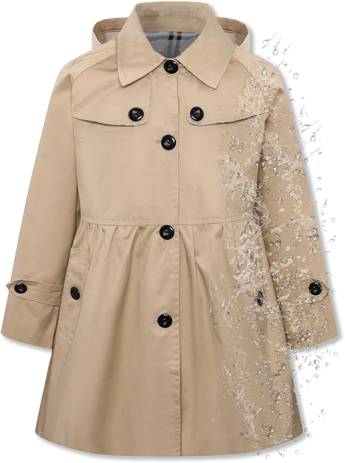 Betusline Girl's Lightweight Waterproof Rain Jacket for Kids
