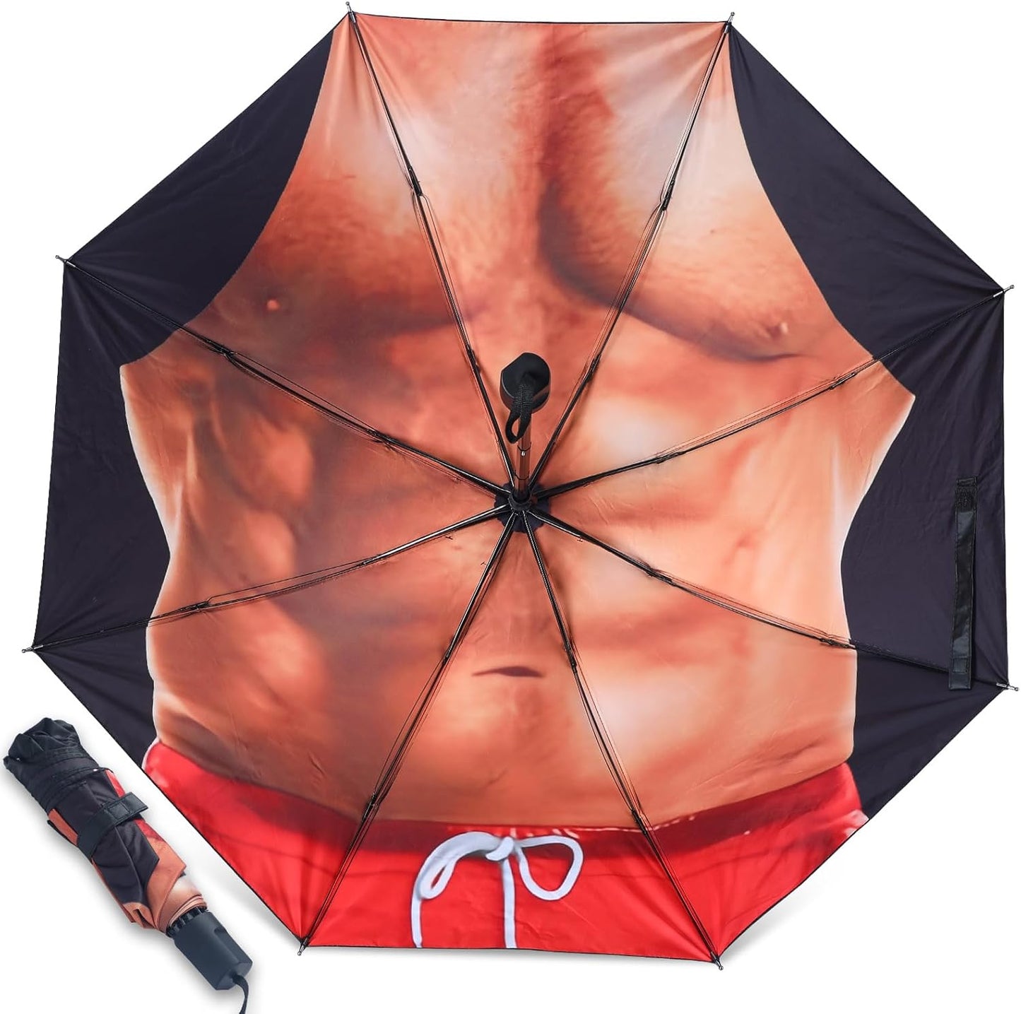 Muscle Men Pattern Funny Folding Umbrella