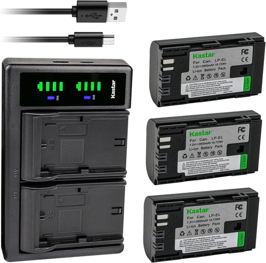 Kastar LP-EL Rechargeable Battery 3-Pack with Dual Charger
