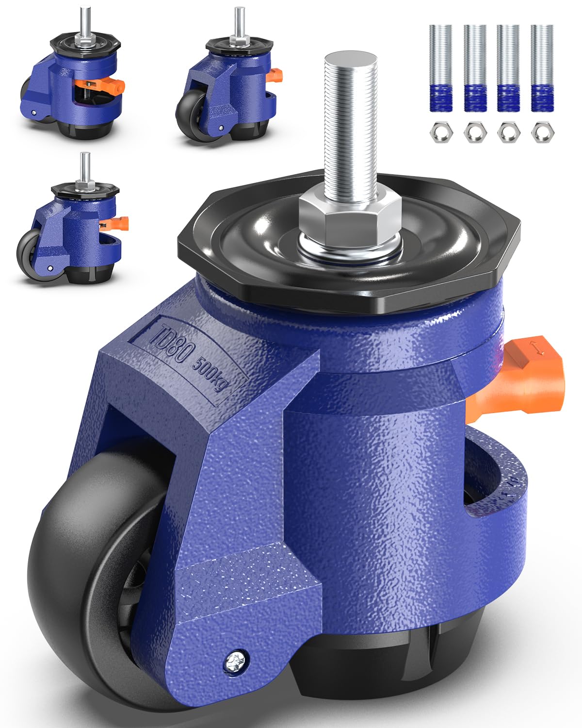 Leveling Stem Casters Set of 4 Heavy Duty Adjustable Wheels