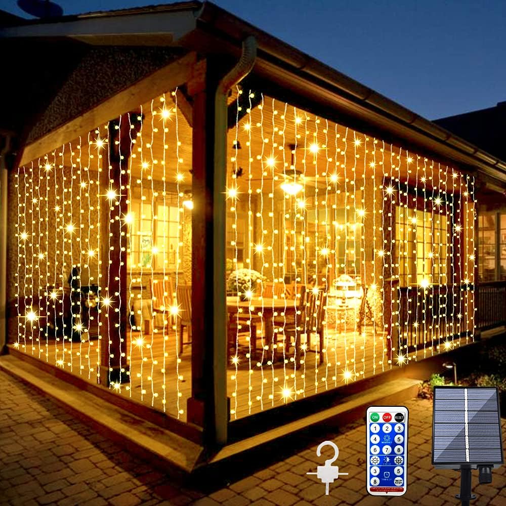 300 LED Solar String Lights: 8 Modes Remote Control Waterproof