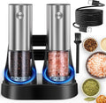 Electric Salt and Pepper Grinder Set - Rechargeable, LED, One-Hand