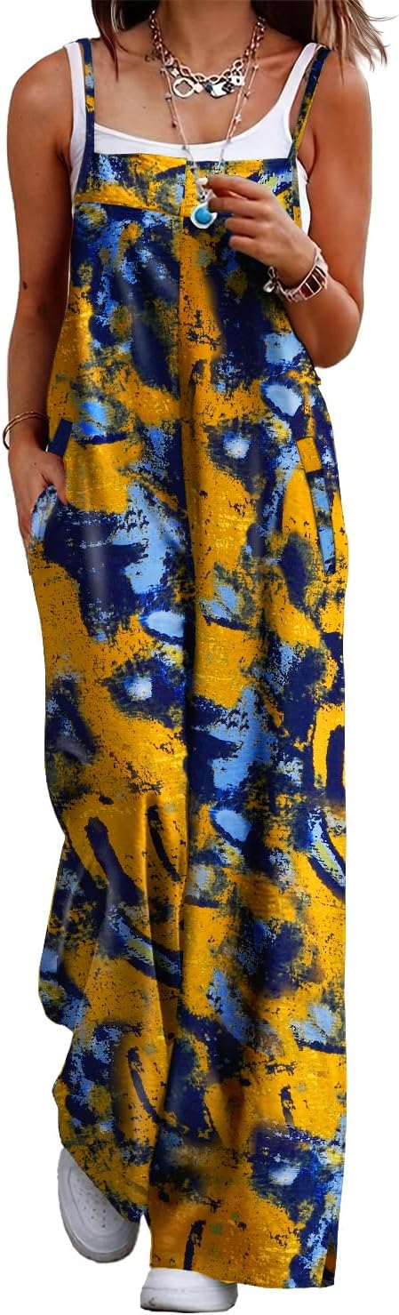 YESNO Women's Summer Boho Casual Jumpsuits with Floral Print