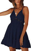 Elegant V-Neck Spaghetti Strap Dress for Women by ECOWISH