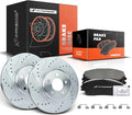 A-Premium 12.6 in Front Drilled and Slotted Brake Rotors Kit
