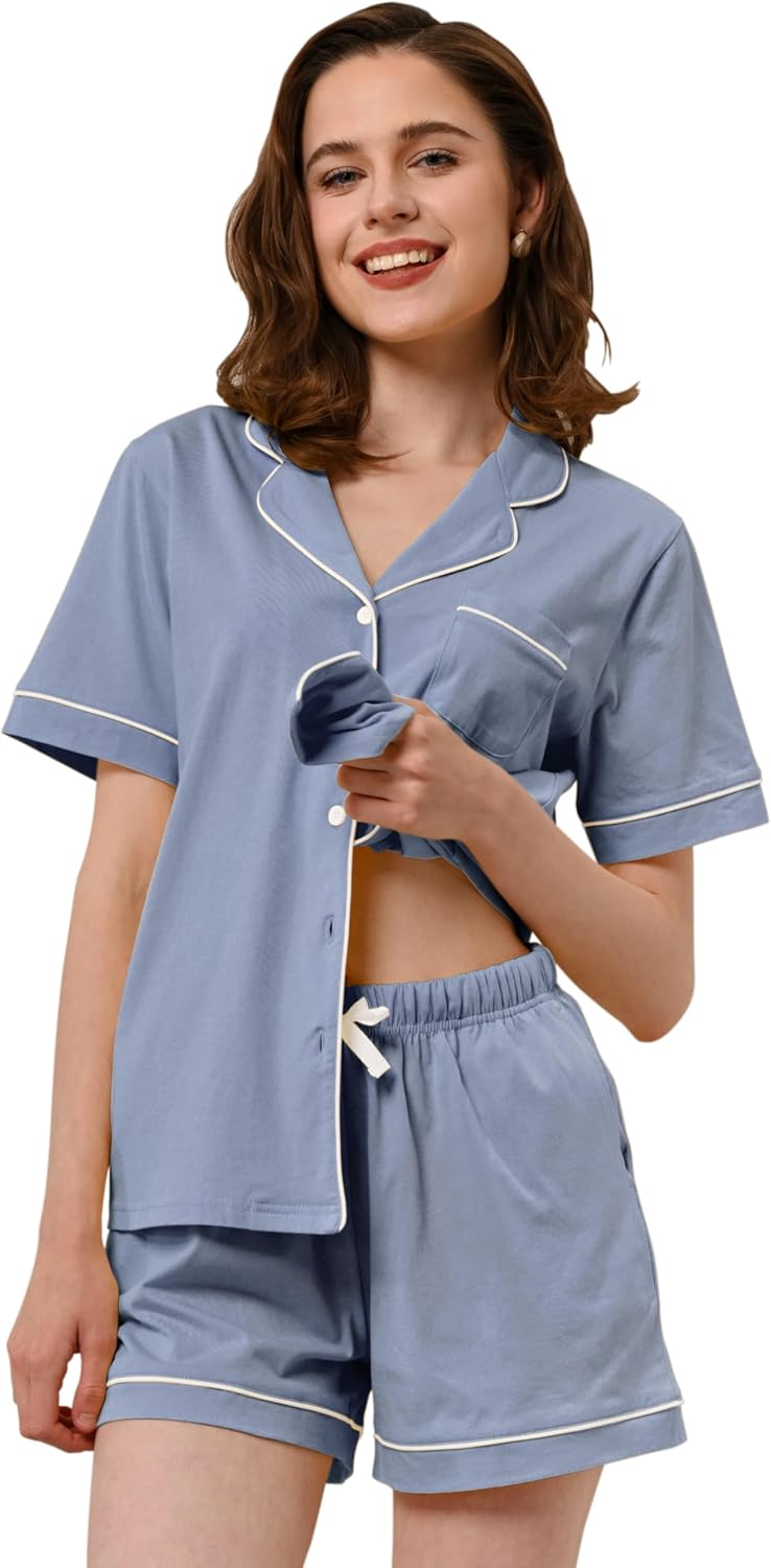 100% Cotton Pajamas for Women Sets Soft Sleepwear Loungewear