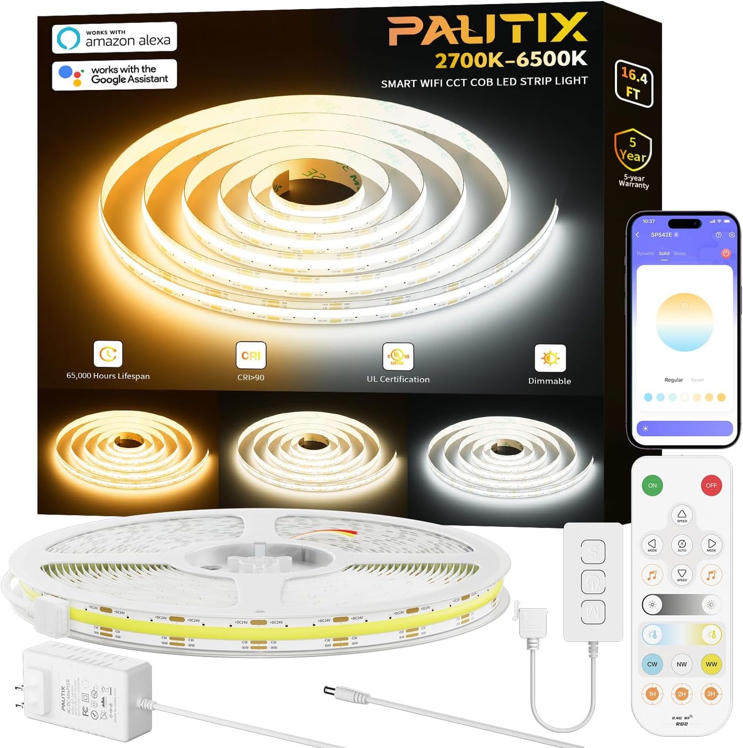 PAUTIX Tunable White COB LED Strip Light for Versatile Lighting