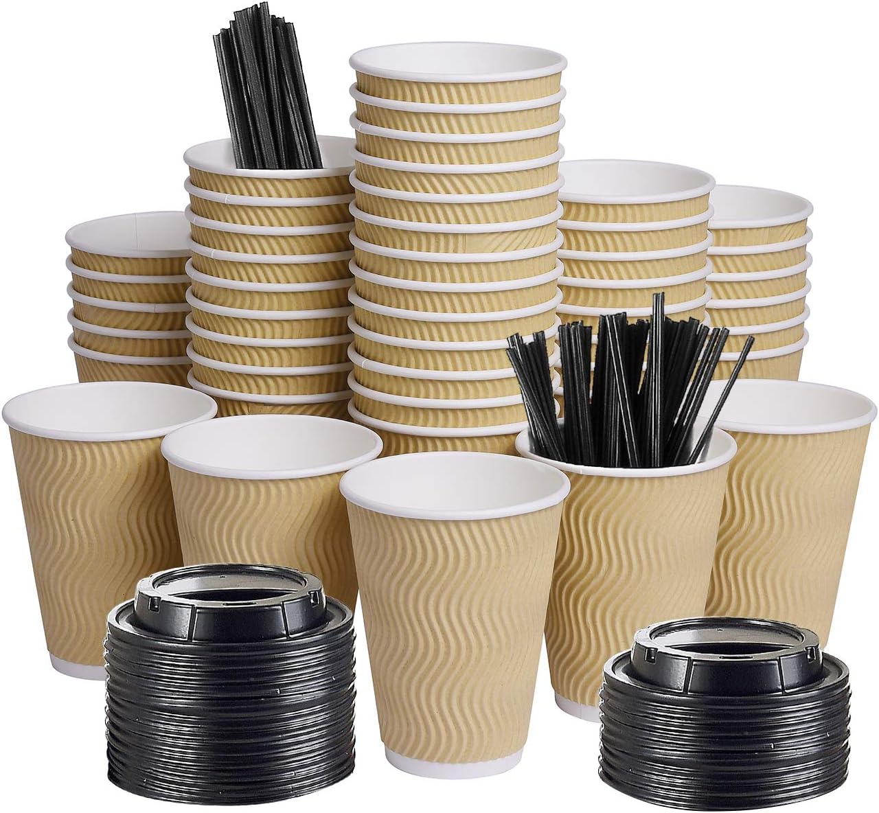 Disposable Paper Coffee Cups with Lids for Hot and Cold Beverages