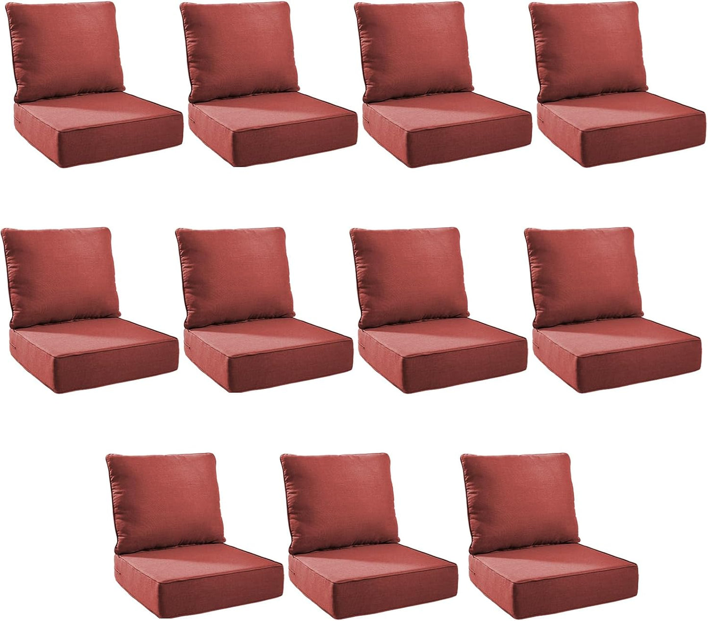 Outdoor Cushion Set for Patio Furniture - 11-Pack Red Cushions