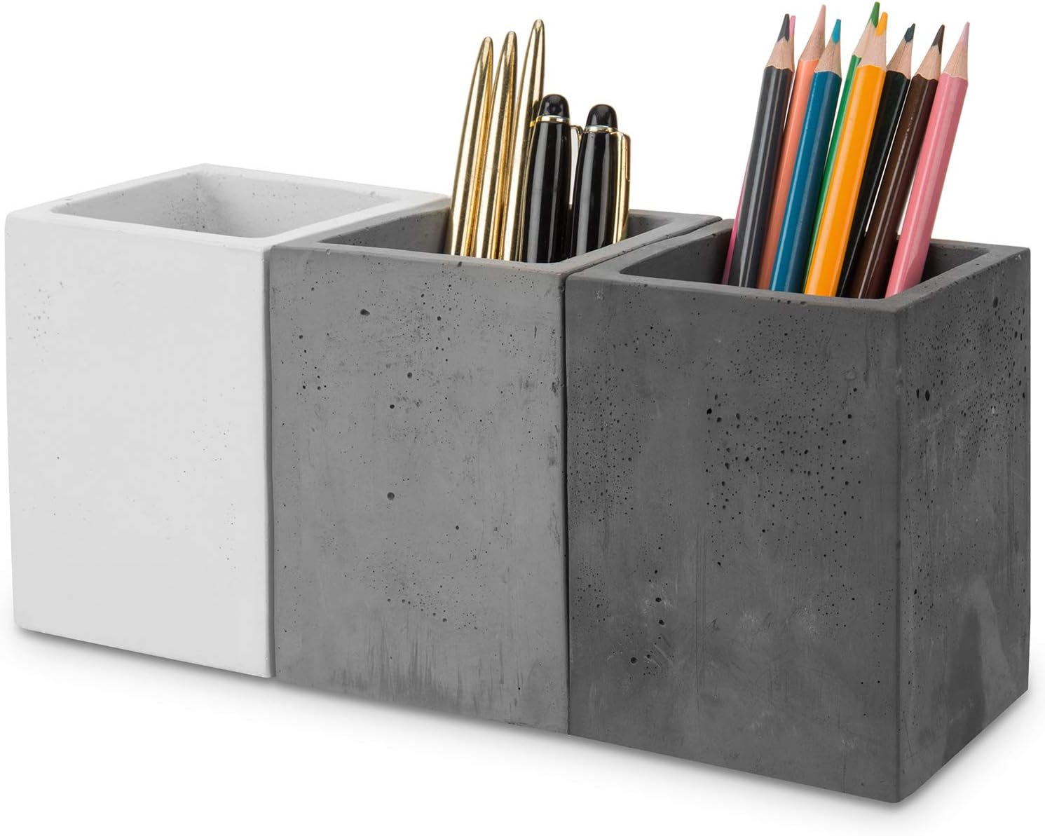 MyGift Concrete Pencil Holder Set - Organize Stylishly