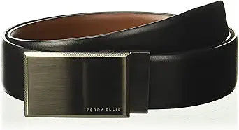 Perry Ellis Men's Portfolio Patterned Plaque Leather Reversible Belt