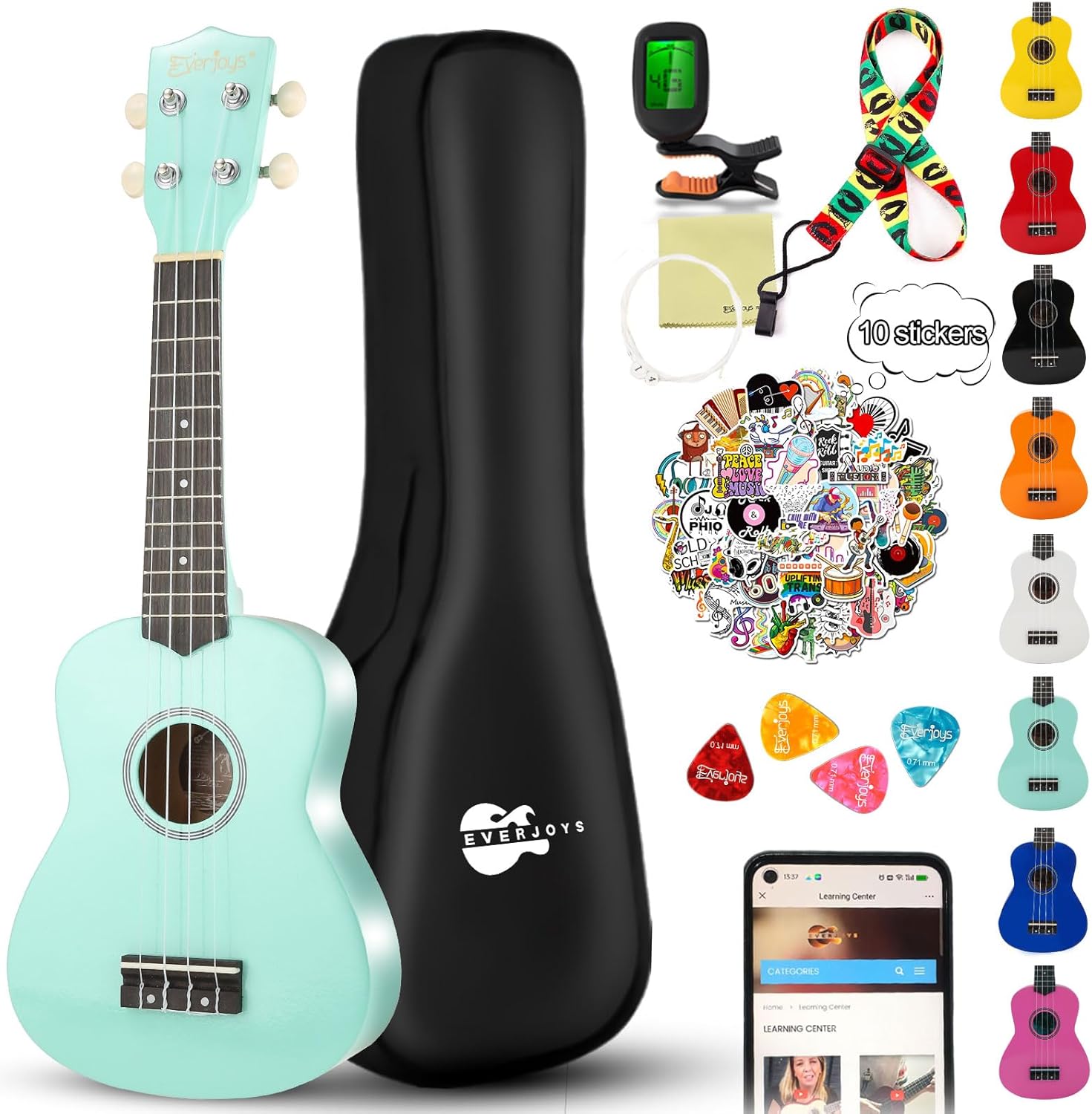 Soprano Ukulele Beginner Kit for Adults with Free Online Lessons