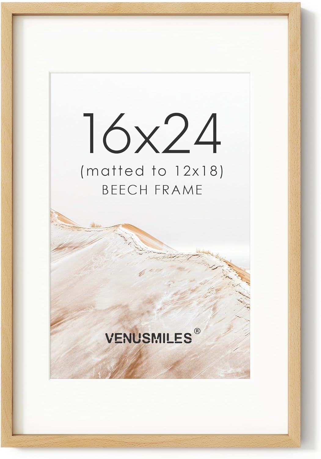 16x24 Beech Wood Picture Frame with HD Tempered Glass