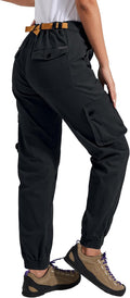 Women's Stretchy Cargo Pants High-Rise Joggers - Adjustable Waist