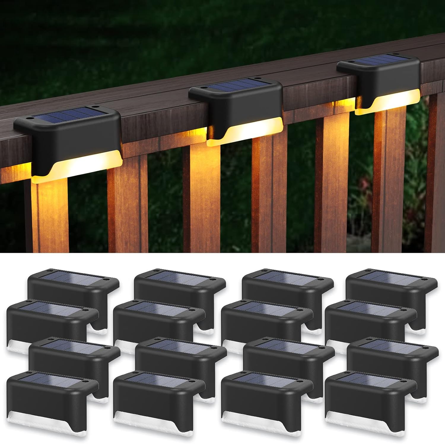 APONUO Solar Step Deck Fence Lights for Safe Outdoor Spaces