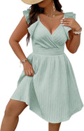 Women's Plus Size Wrap Front Sweetheart Ruffle A Line Dress - Cute Fit