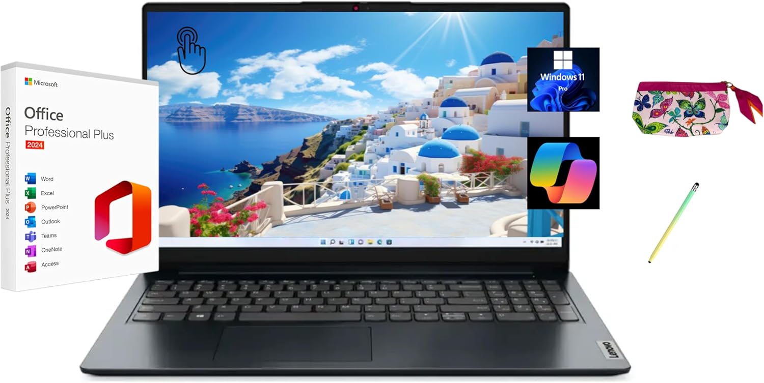 Lenovo Ideapad 1 15.6 FHD Touchscreen Laptop with Office 2024