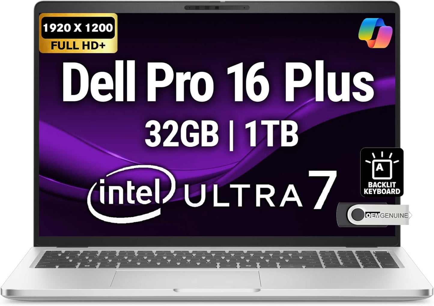 Dell Pro 16 Plus Business Notebook with Intel Ultra 7-265U