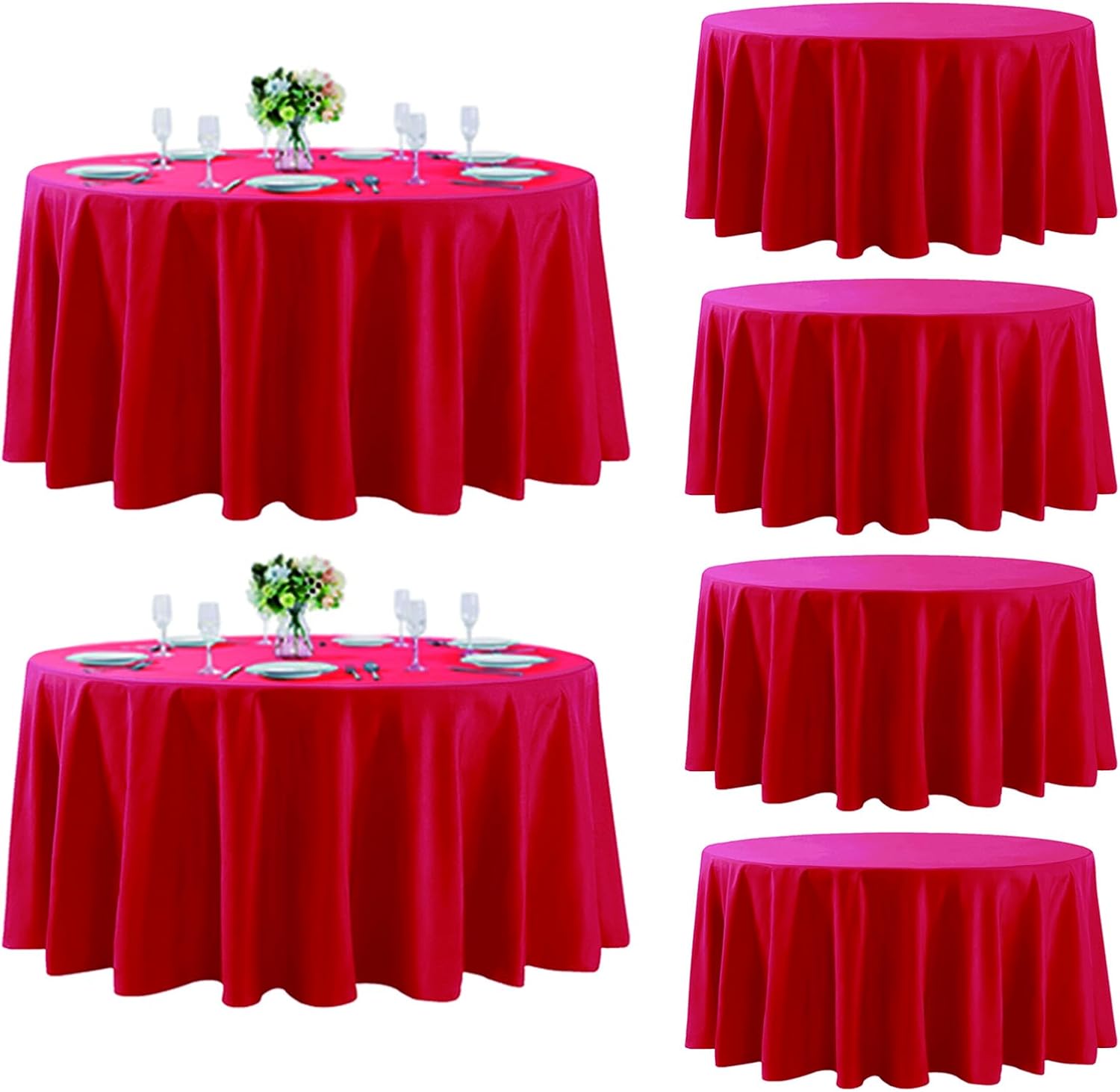 Fokitut 6 Pack Round Tablecloth, 108 Inch, Stain Resistant