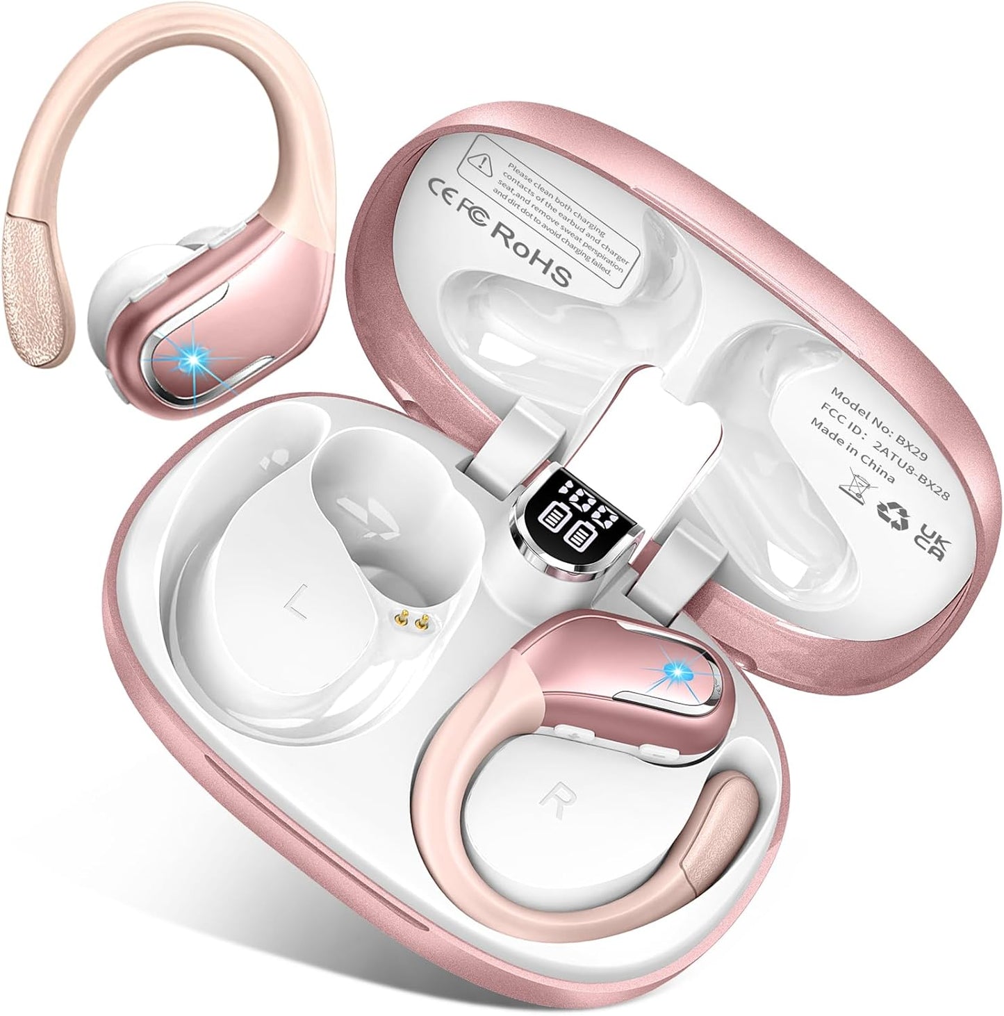 Wireless Bluetooth Earbuds: 75H Playtime, Deep Bass, Sport Hooks