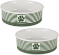 Bone Dry Paw & Patch Ceramic Pet Bowls Large Set - Durable Dinner Set