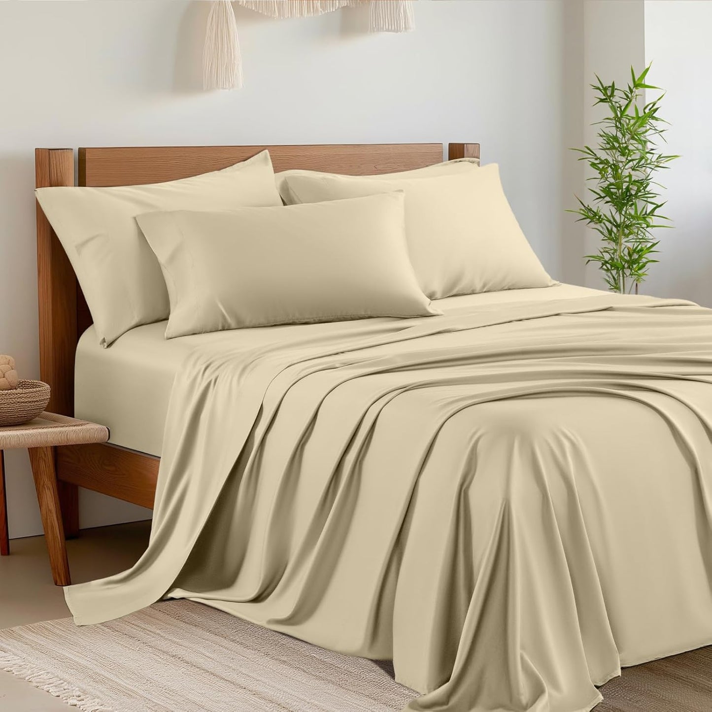 Cooling Queen Sheet Sets with Rayon from Bamboo for Comfort