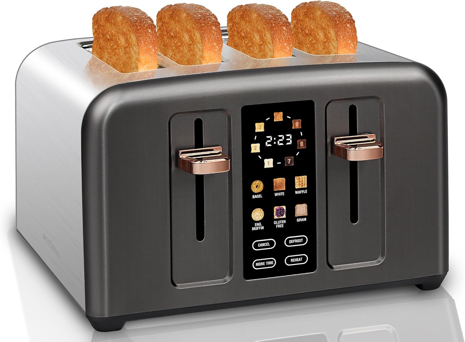 SEEDEEM 4 Slice Stainless Toaster with LCD Display and Touch Control