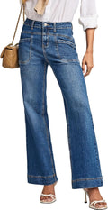 Wide Leg High Waisted Jeans - Flattering Stretch Bootcut Fit