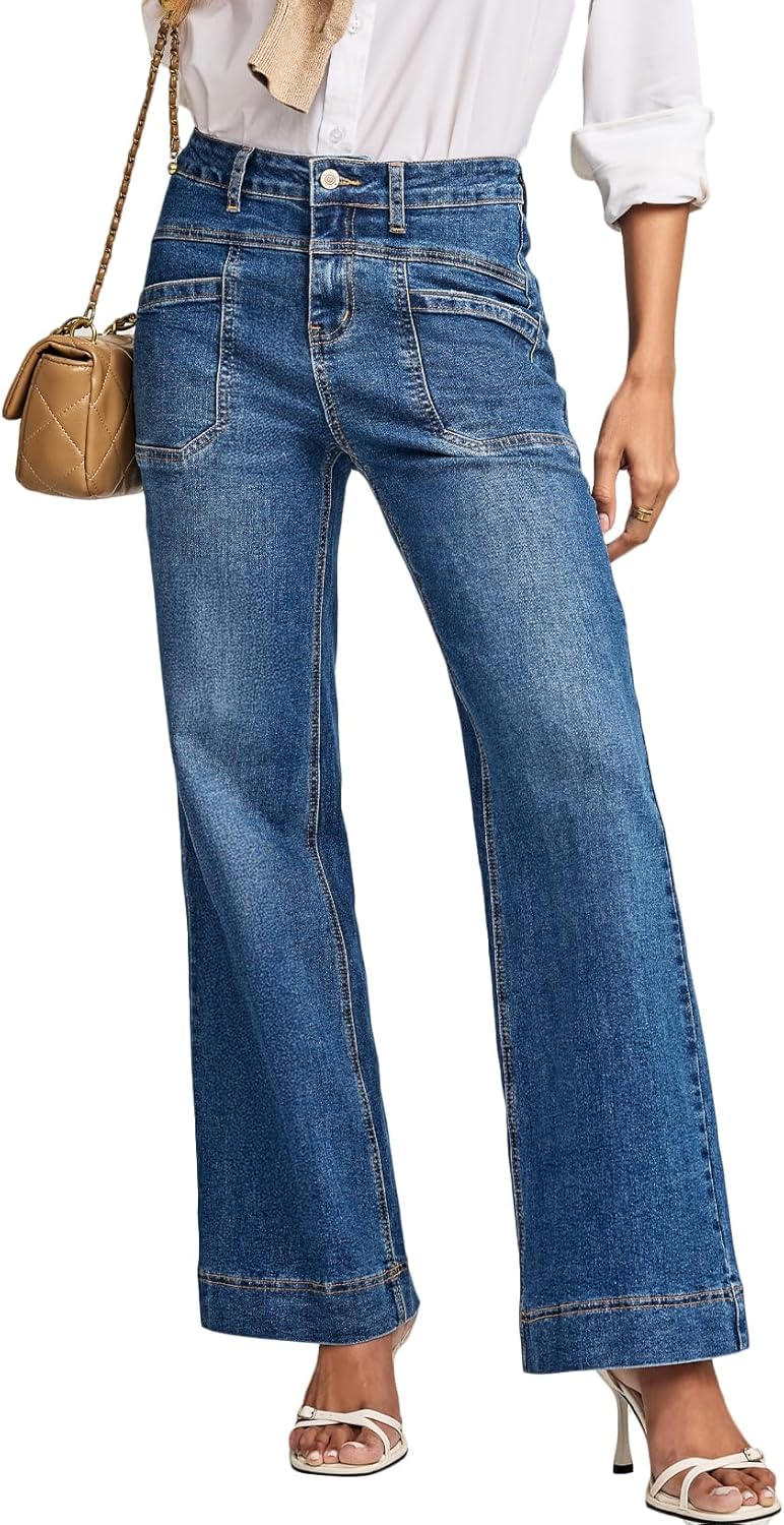 EVALESS Womens Jeans Wide Leg High Waisted Bootcut Trendy Style