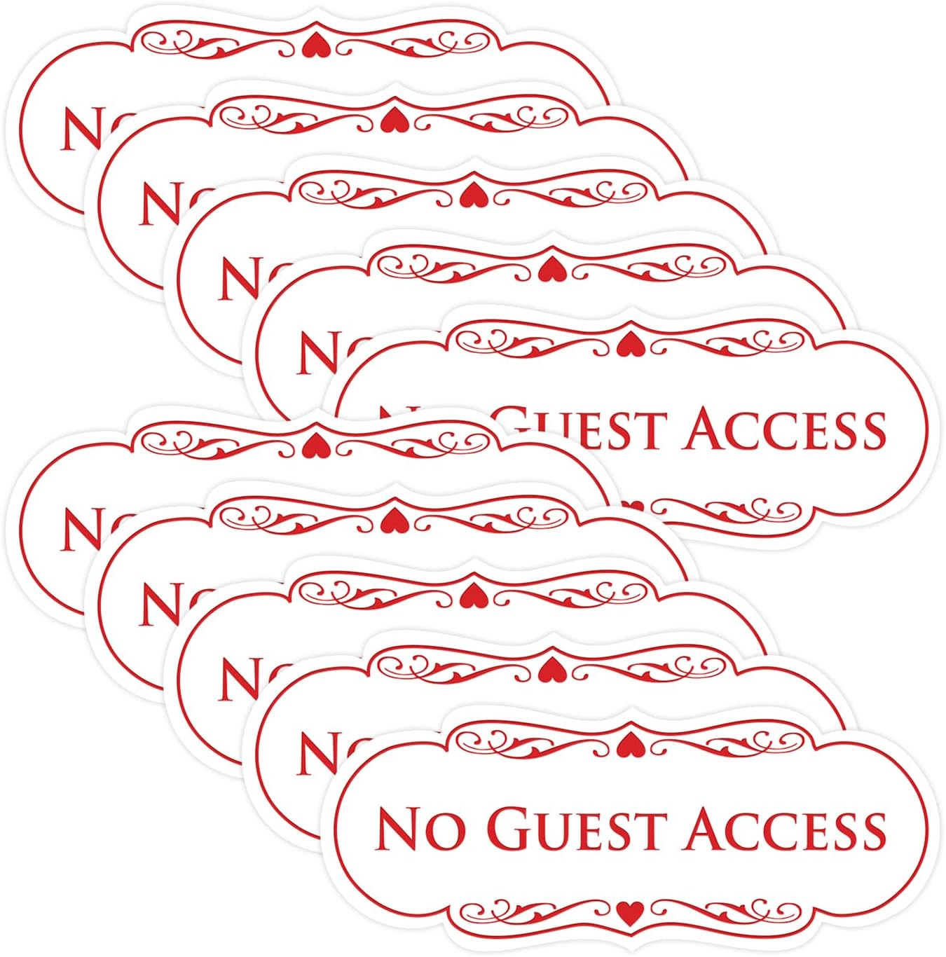 No Guest Access Wall or Door Sign - Durable 10 Pack Set