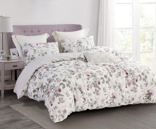 SLEEPBELLA Twin Size Comforter Set with Purple Floral Design