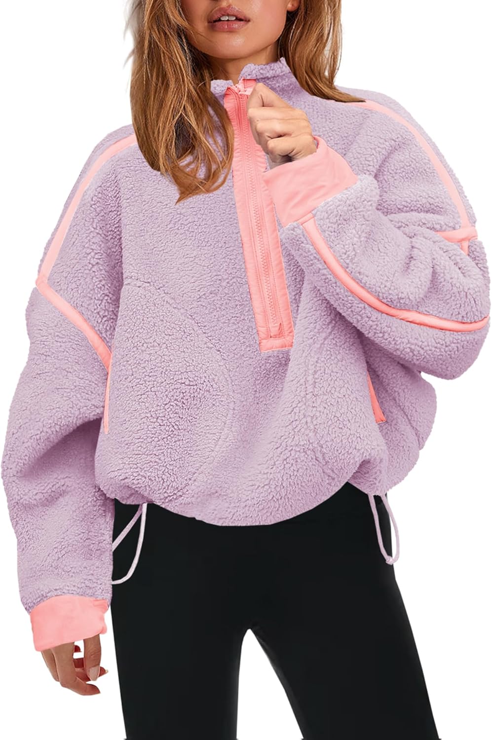 Panadila Womens Half Zip Sherpa Fleece Pullover for Cozy Style