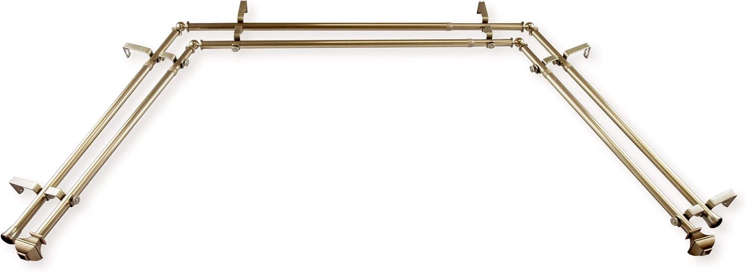 Rod Desyne Bay Window Double Curtain Rod - Elegant Antique Brass