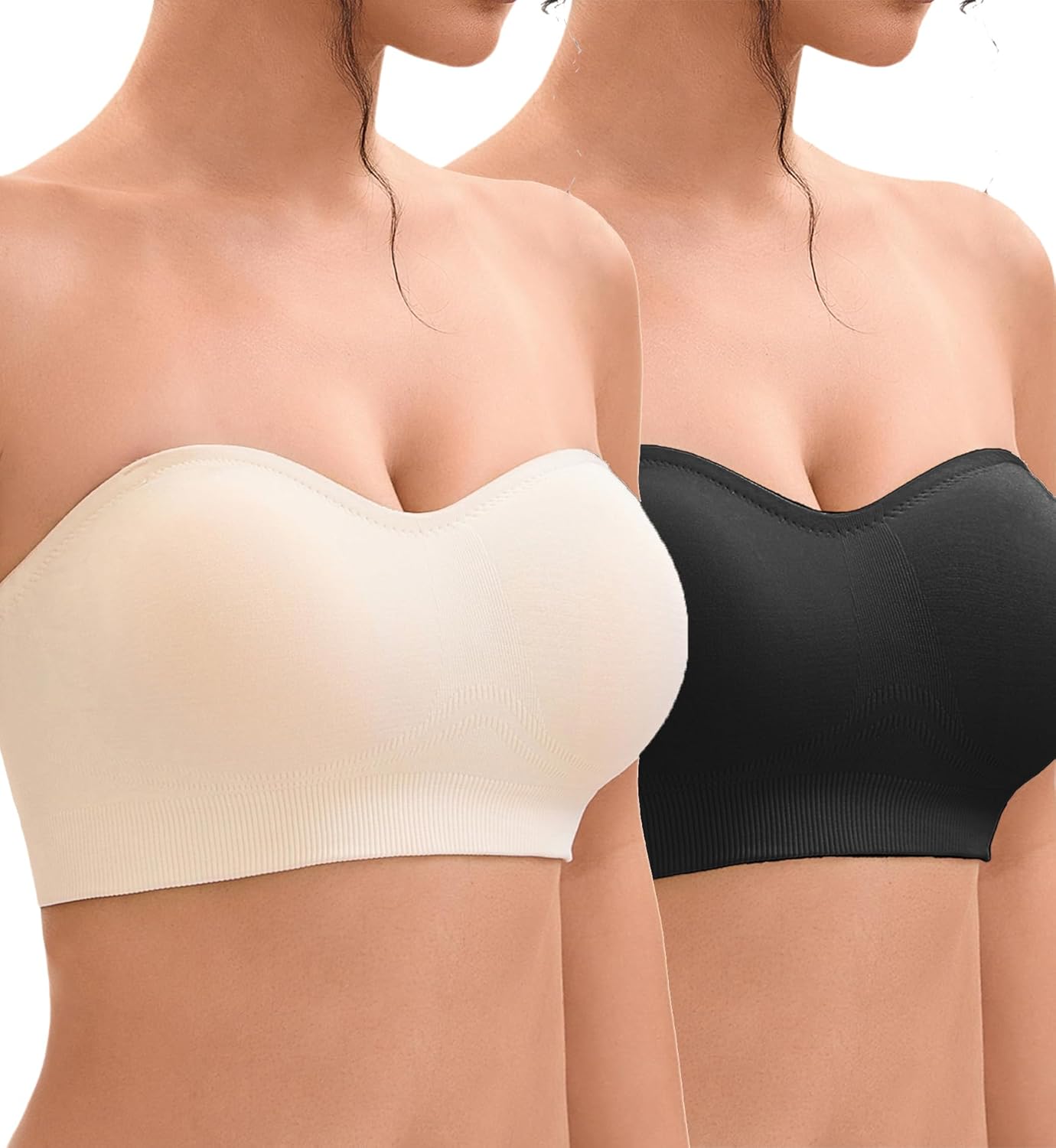 Strapless Bras for Women - Push-Up Non-Slip Bandeau Bra