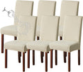 Beige Waterproof Chair Covers 6 Pack for Dining Room - Genina Parson