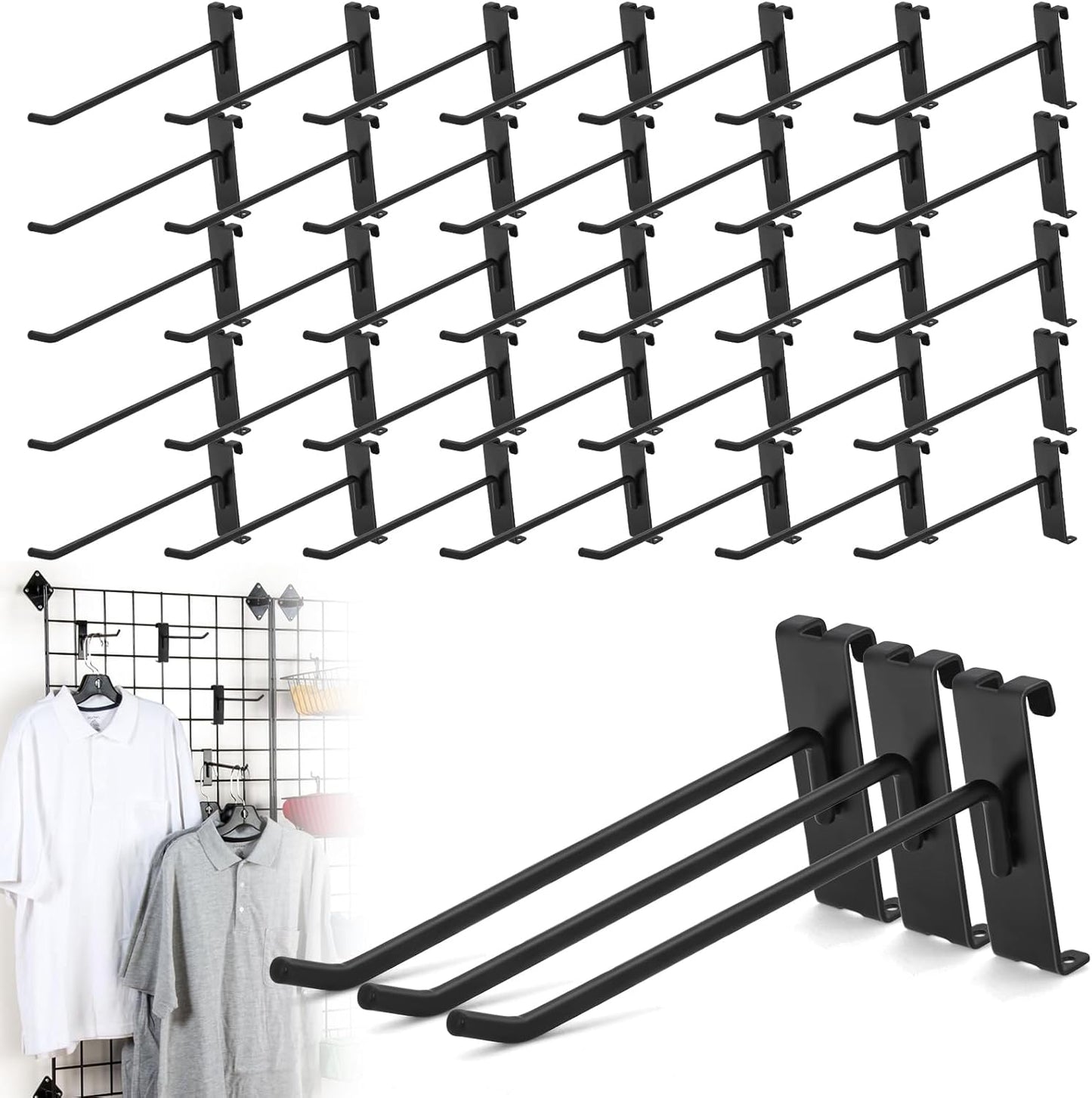 60 Pcs Heavy Duty 8 Inch Gridwall Hooks for Retail and Home Use