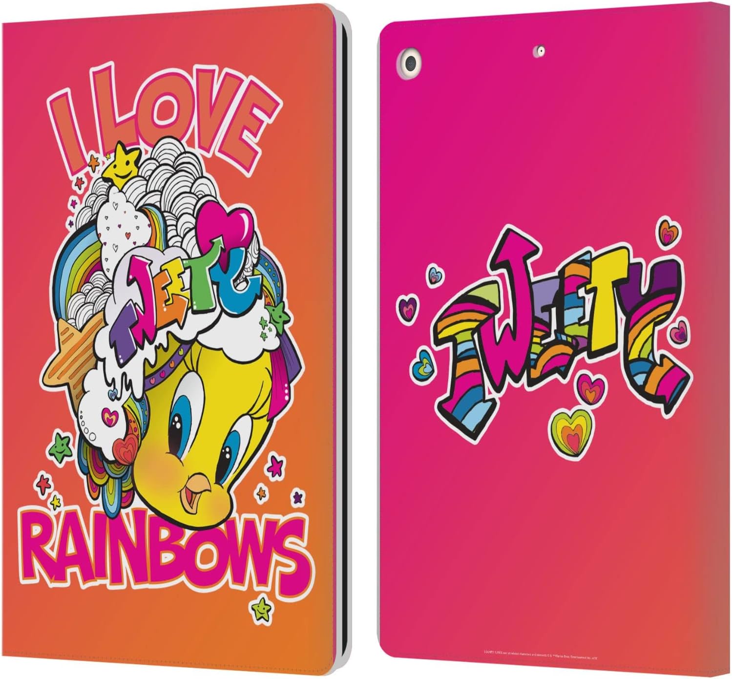 Looney Tunes I Love Rainbow Patterns Leather Wallet Case for iPad