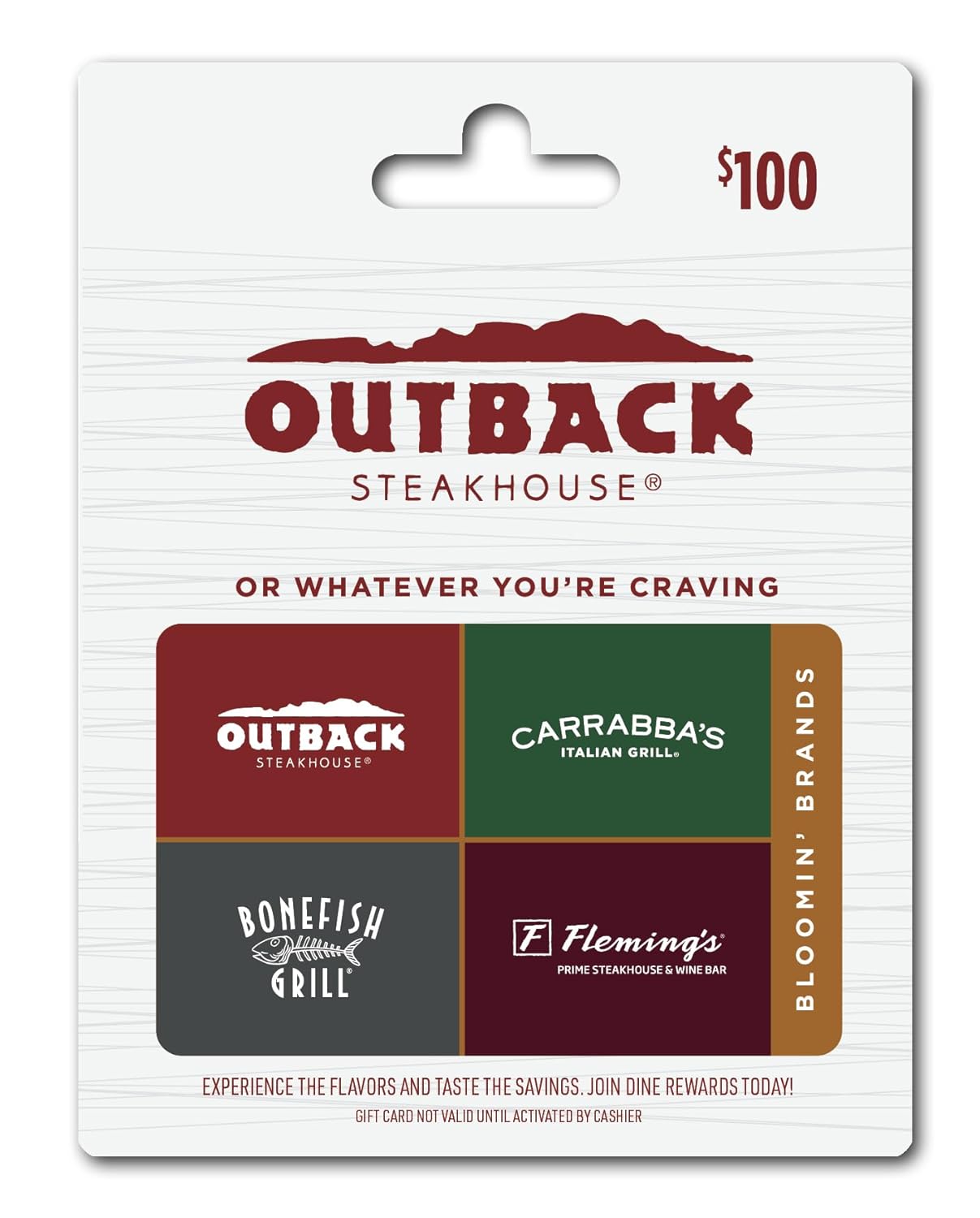 Outback Steakhouse Multibrand Restaurant Gift Card $100 Value