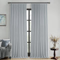 Grayish Blue Pinch Pleated 100% Blackout Linen Curtains - Room