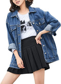 Women Oversized Mid Long Denim Jacket - Loose Boyfriend Fit