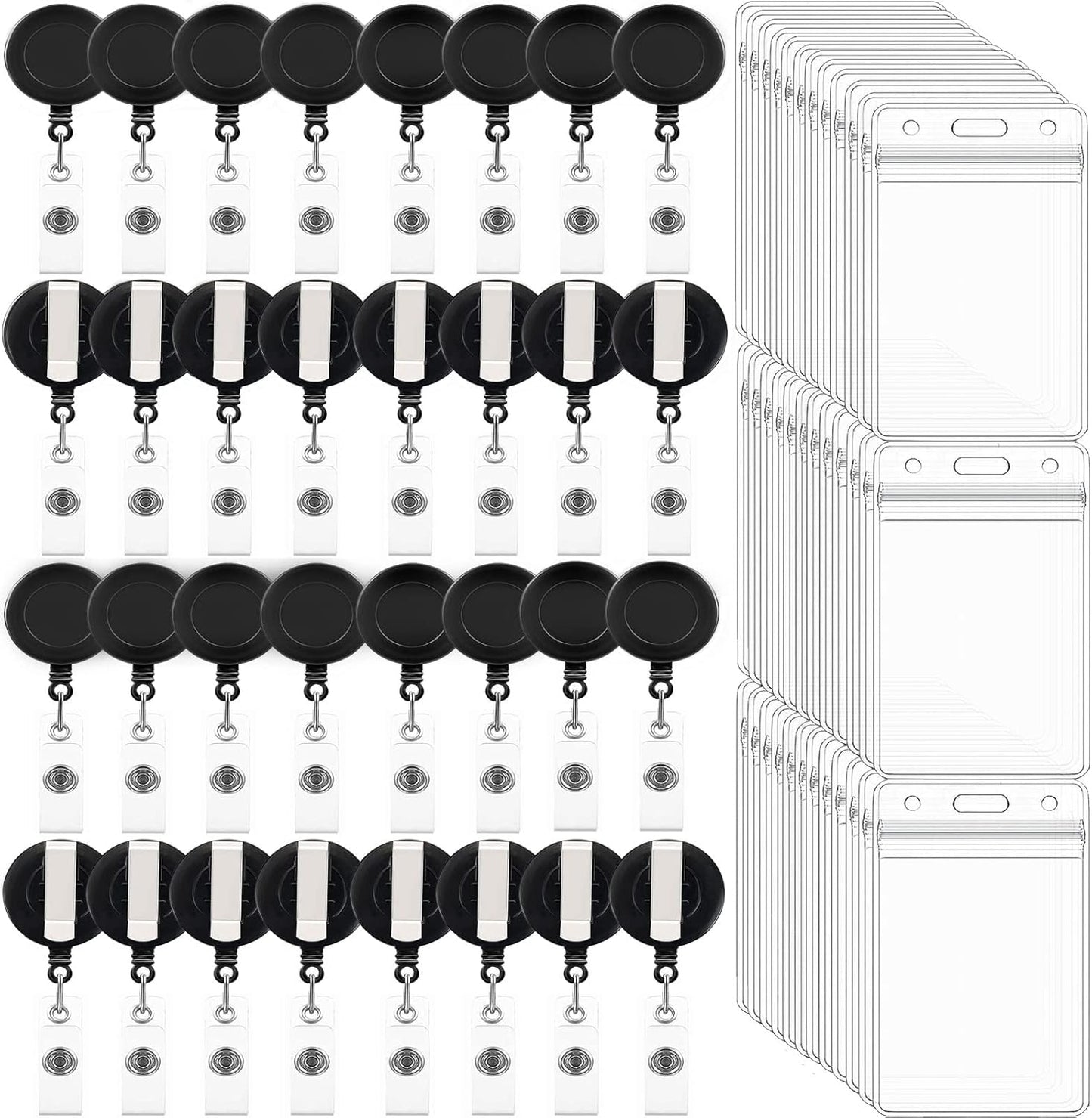100 Pack Retractable Badge Reel Clips for ID Card Holders