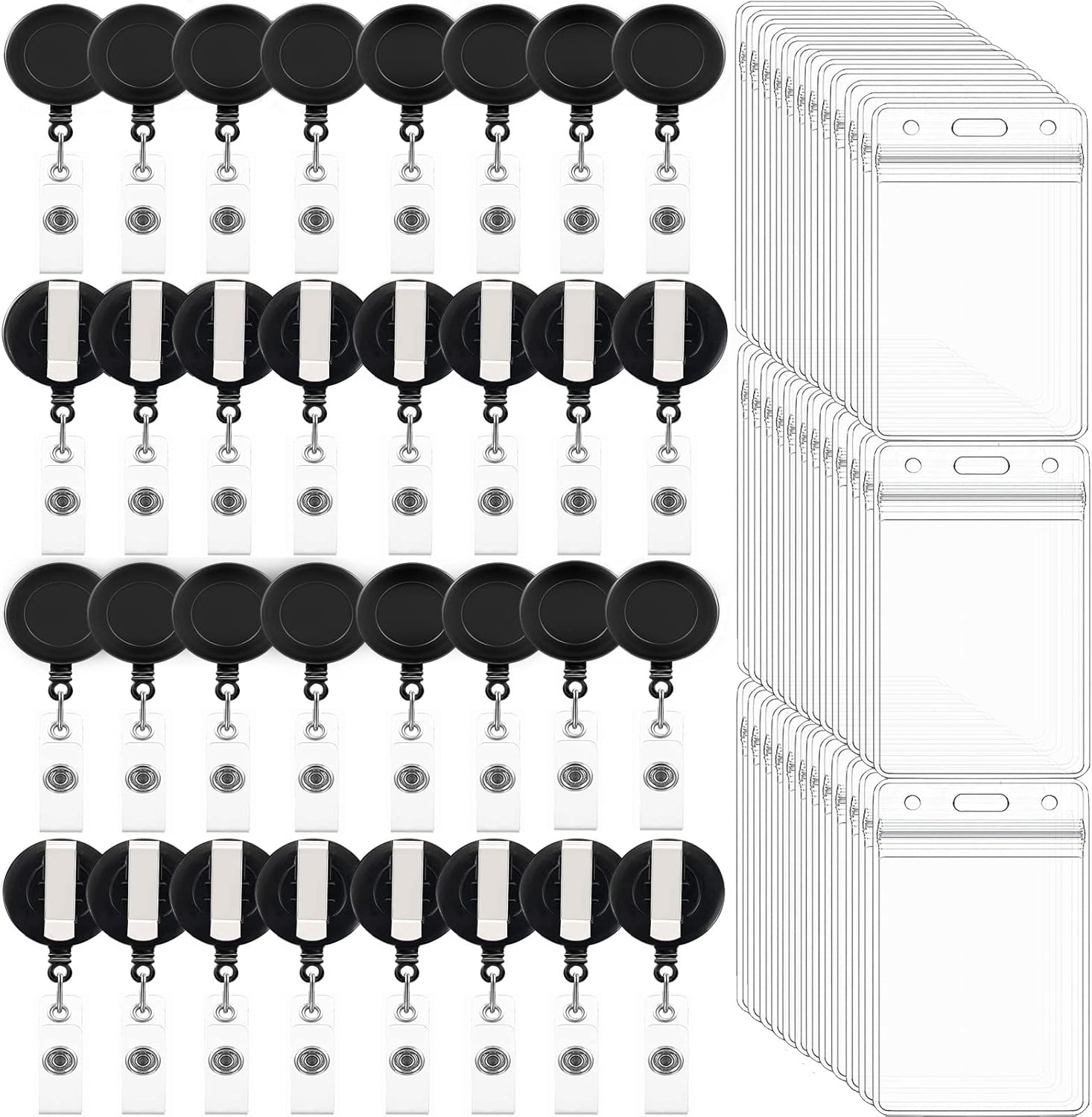 100 Pack Retractable Badge Reel Clips for ID Card Holders