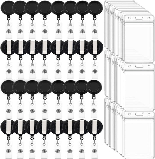 100 Pack Retractable Badge Reel Clips for ID Card Holders