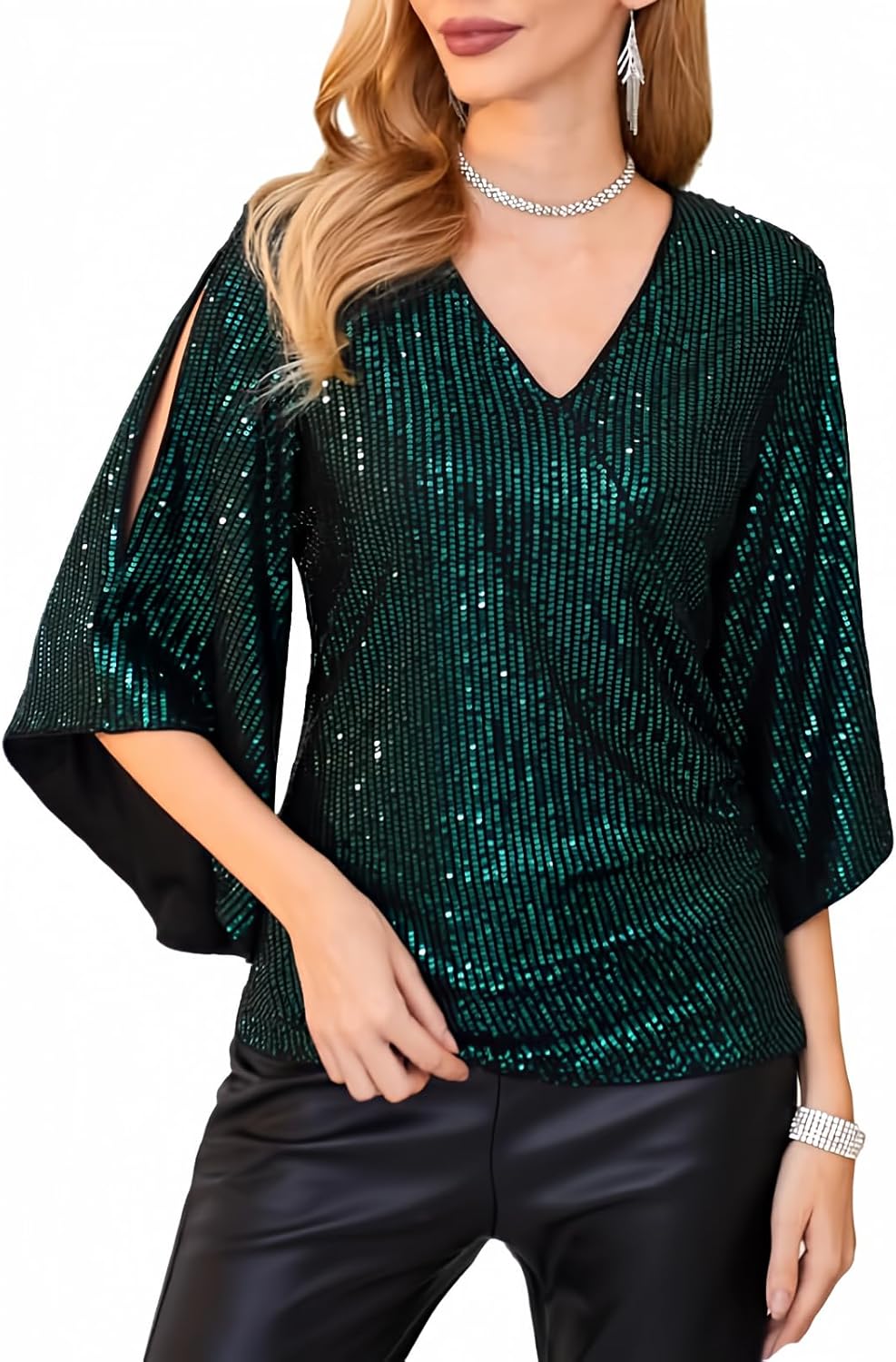 GRACE KARIN Womens Sequin Sparkly Tops for Party and Concert