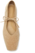 Lace Up Square Toe Ballet Flats for Women - Cute Bow Slip On Clothing