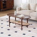 Modern Oval Rattan Coffee Table with Storage